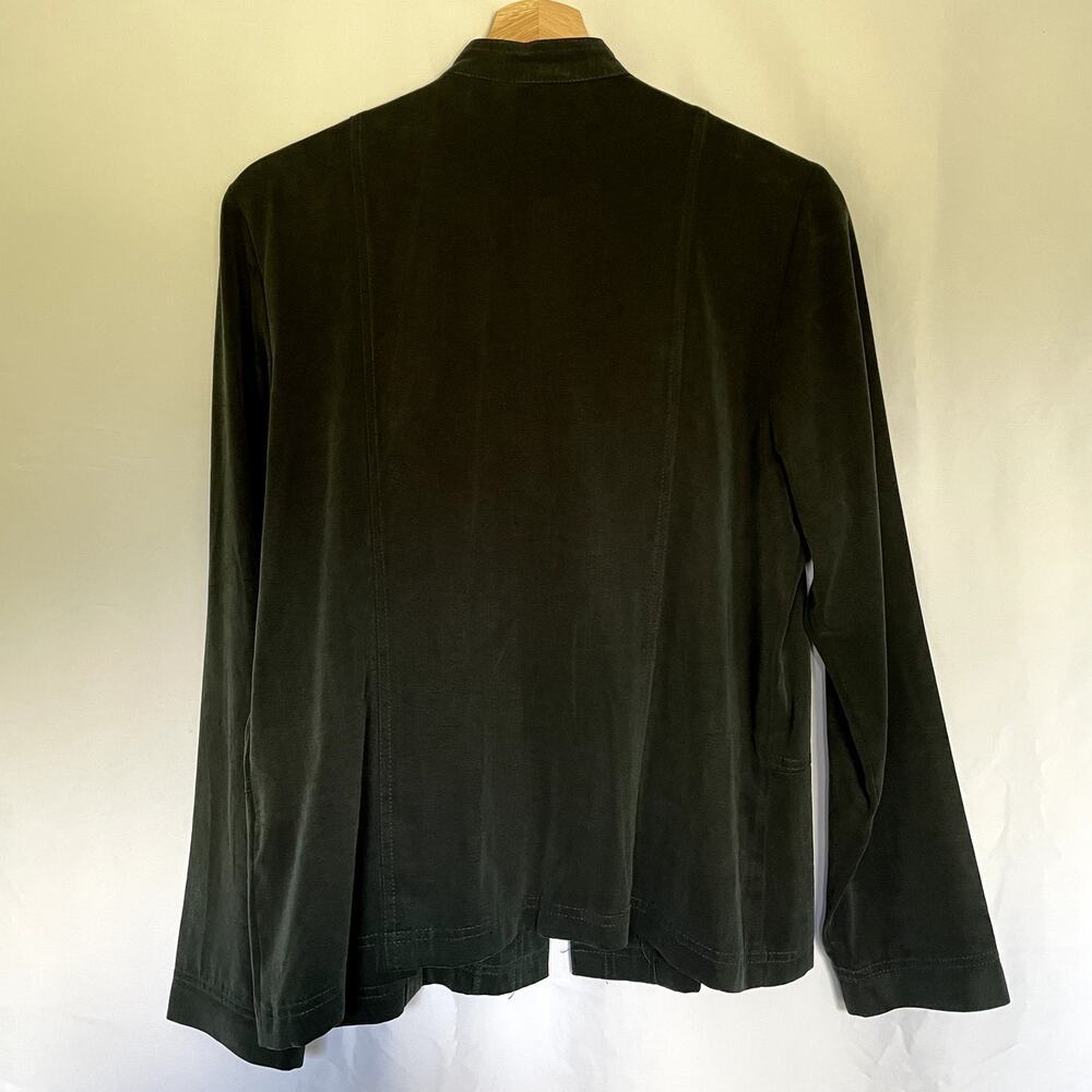 Cynthia Max green velvety vintage button down blazer jacket pockets women's M - Picture 7 of 7